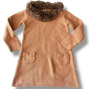 Janie & Jack Cozy Dress Faux Fur Collard Waffle Knit Thermal Sweater Fancy